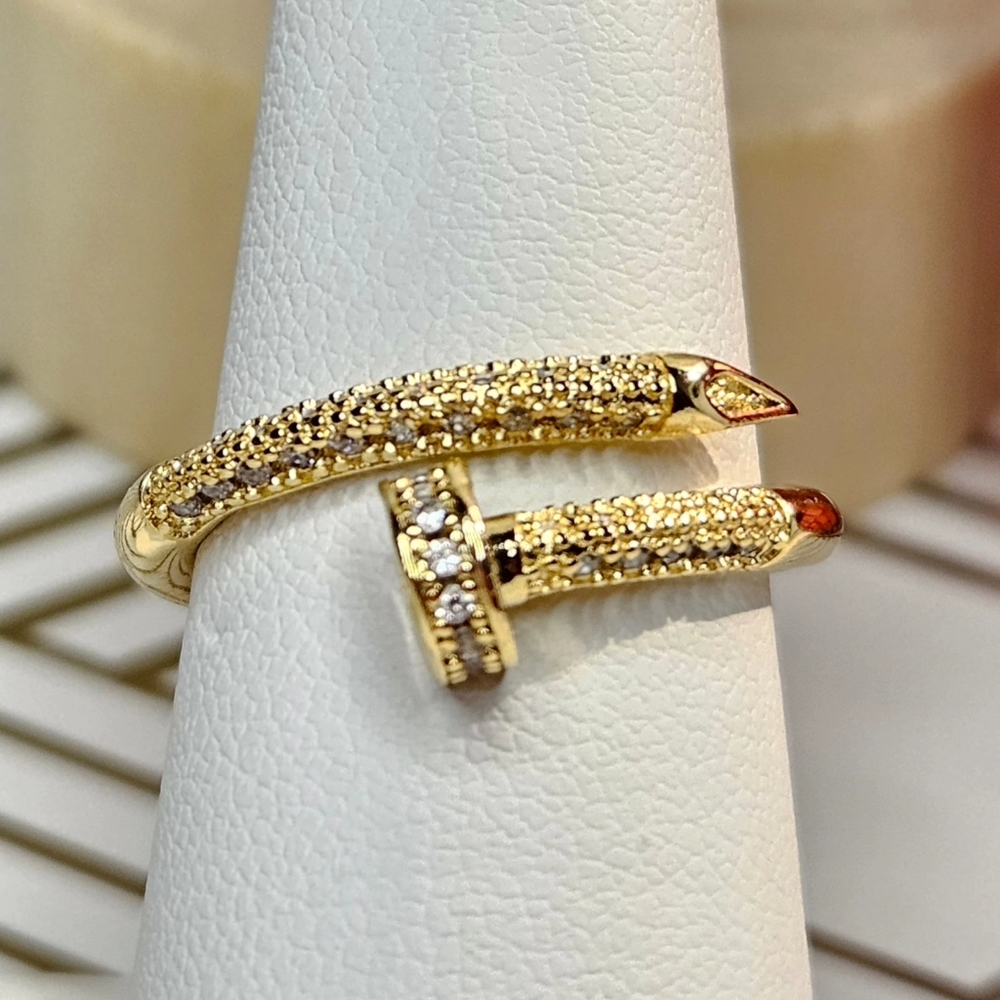 NWT NAIL RING WITH CRYSTALS